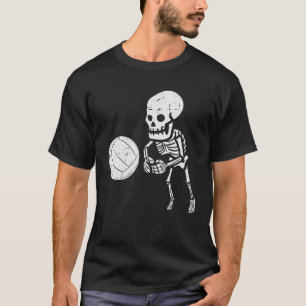 Skelett Volleyball Witziges Halloween T-Shirt