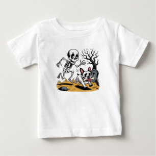 Skelett vs. Französische Bulldogge – Lustige Hallo Baby T-shirt