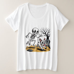 Skelett vs Französische Bulldogge – Lustige Hallow Große Größe T-Shirt