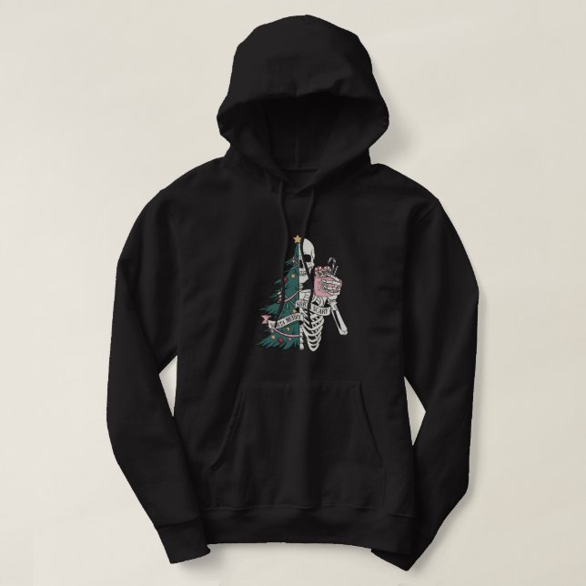 Skelett-Weihnachtsbaum Hoodie (Design vorne)