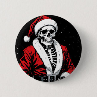 Skelett-Weihnachtsmann Button