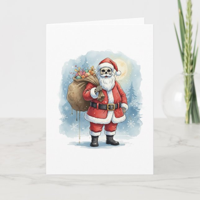 Skelett-Weihnachtsmann Karte (Vorderseite)