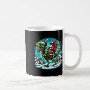 Skelett-Weihnachtsmann reitet auf T-Rex-Dinosaurie Kaffeetasse
