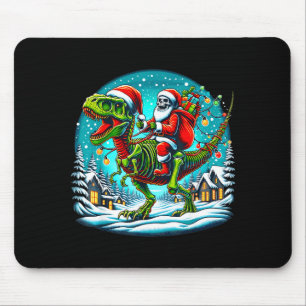 Skelett-Weihnachtsmann reitet auf T-Rex-Dinosaurie Mousepad