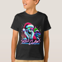 Skelett-Weihnachtsmann reitet auf T-Rex-Dinosaurie