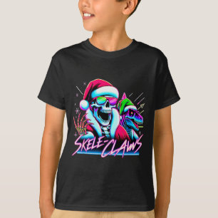 Skelett-Weihnachtsmann reitet auf T-Rex-Dinosaurie T-Shirt