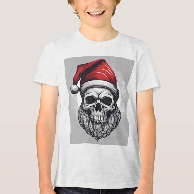 Skelett-Weihnachtsmann Tri-Blend Shirt (Vorderseite)