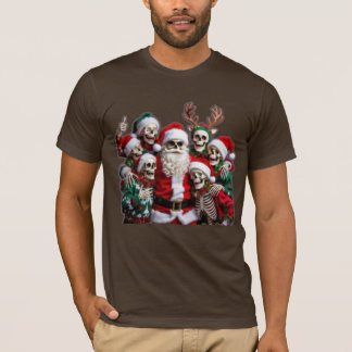 Skelett-Weihnachtsmann-Weihnachtsgruppenfoto – Fes T-Shirt