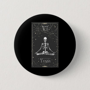 Skelett-Yoga-Tarotkarte Halloween Button