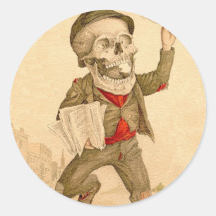 Skelett-Zeitungsjunge Runder Aufkleber