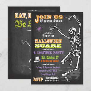 Skelett zum Kreidetafel-Tanz Halloween-Party-Einla Einladung