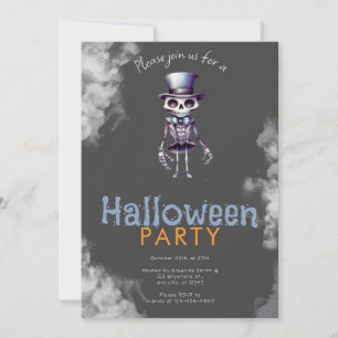 Skelett-Zylinderhut Grauer Rauch Halloween-Party Einladung