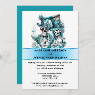 Skelettbräu formale blaue Hochzeit Einladung