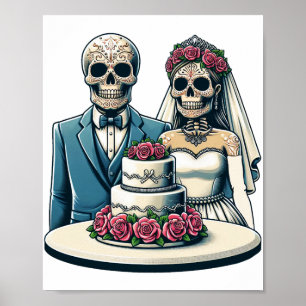 Skelettbräu und Hochzeitstag toter Kunst Poster