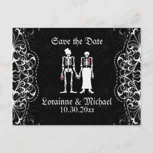 Skelettbride & Groom Save the Date Postkarten