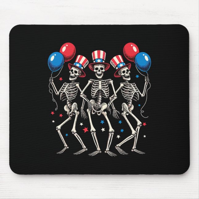 Skelette 4. Juli Sonniger Unabhängigkeitstag Mousepad (Vorne)