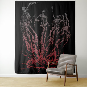 Skelette aus Flammen Wandteppich