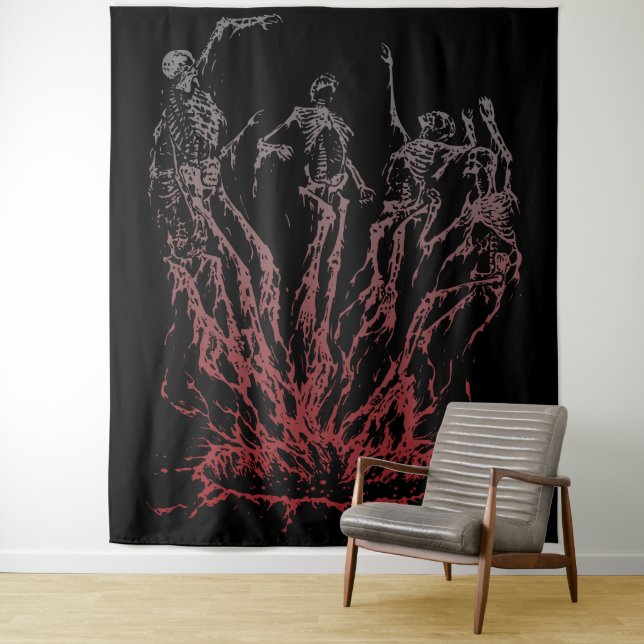 Skelette aus Flammen Wandteppich (Beispiel)