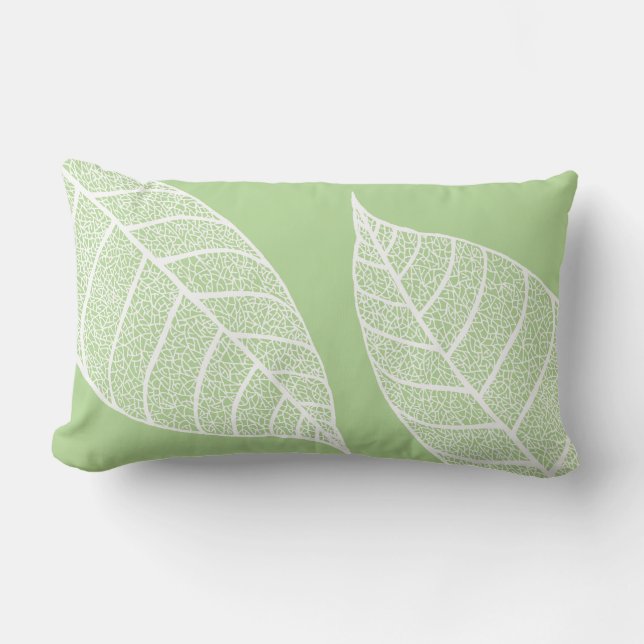 Skelette aus weißem Leaf Lendenkissen (Vorderseite)