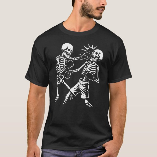 Skelette beim Boxen Geschenk T-Shirt (Vorderseite)