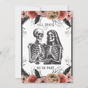 Skelette Blumen Bis Zum Tod Hochzeit Einladung