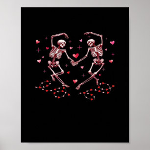 Skelette, die die Hände von Herz-Valentinstag-Desi Poster