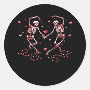 Skelette, die die Hände von Herz-Valentinstag-Desi Runder Aufkleber