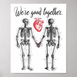 Skelette, die Hände und HerzValentine halten Poster