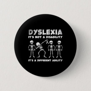 Skelette Dyslexie Sensibilisierung Halloween Kostü Button