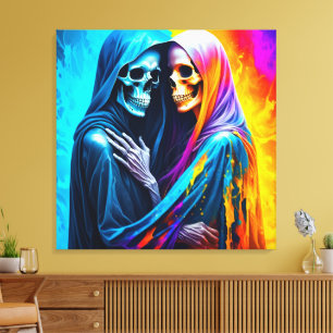 Skelette in einem Regenbogen Leinwanddruck