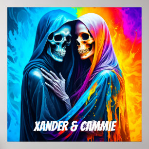 Skelette in einem Regenbogen Personalisiert Poster