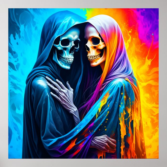 Skelette in einem Regenbogen Poster (Vorne)