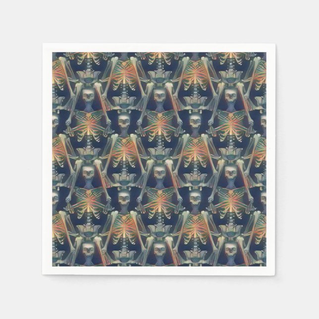 Skelette Muster Spookes Cooles Halloween-Party Serviette (Vorderseite)