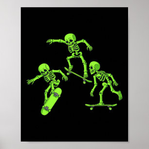 Skelette Skateboarden Halloween Skater Boys Kinder Poster