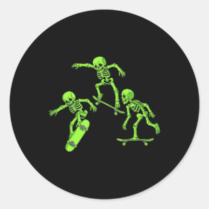 Skelette Skateboarden Halloween Skater Boys Kinder Runder Aufkleber