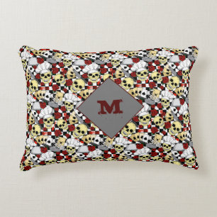 Skelette Skulpturen in Koch Hats und Rote Rosen dr Dekokissen