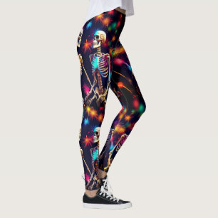 Skelette und Feuerwerke Leggings
