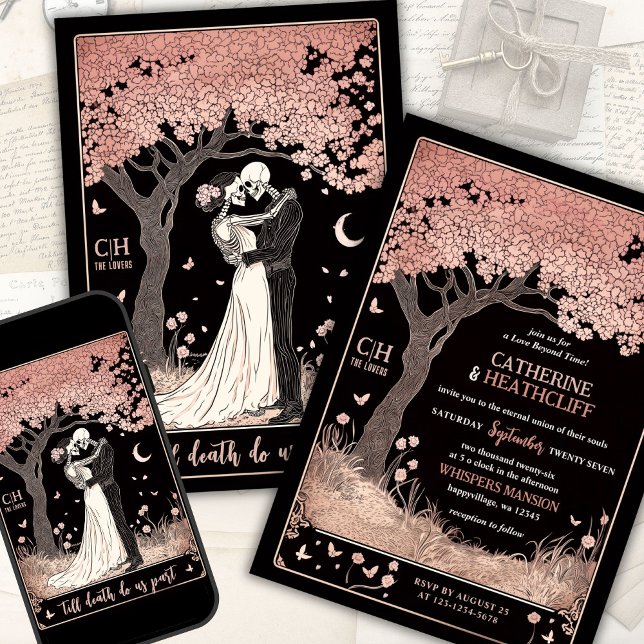 Skelette und Sakura Tarot Einladung zur Hochzeit (Von Creator hochgeladen)