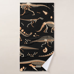 Skelette von Dinosauriern und Fossilien Badehandtuch