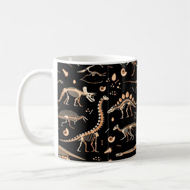 Skelette von Dinosauriern und Fossilien Kaffeetasse (Links)