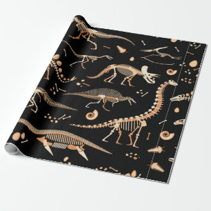 Skelette von Dinosauriern und Fossilienmuster Geschenkpapier