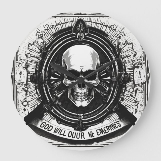 "SkelettElegance: Mini-Skull-Wall-Uhr Große Wanduhr (Vorderseite)