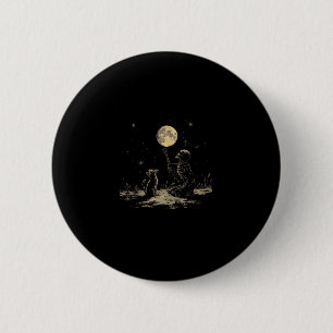 Skeletter Katze Vollmond Hexerei Goth Dark Art Sk Button
