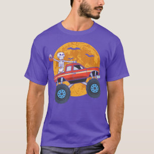 Skeletter Reiten Monster Truck Lazy Halloween Cost T-Shirt