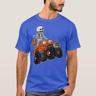 Skeletter Reiten Monster Truck Lazy Halloween Cost T-Shirt