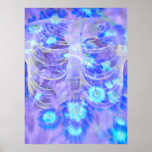 Skeletter Rib Cage Floral Lila Blue Vintag Xray