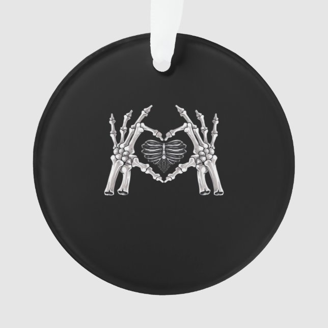Skeletter Ribs Hand Heart Sign Ornament (Vorderseite)