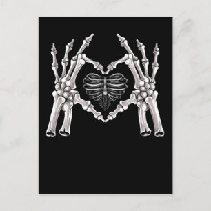 Skeletter Ribs Hand Heart Sign Postkarte