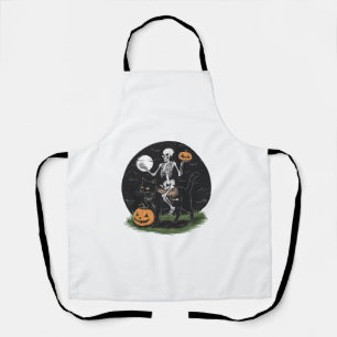 Skeletter Riding Black Cat Halloween Funny Pumpkin Schürze