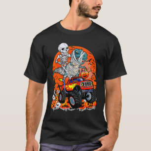 Skeletter Riding Dinosaur Rex Mummy Monster Truck T-Shirt